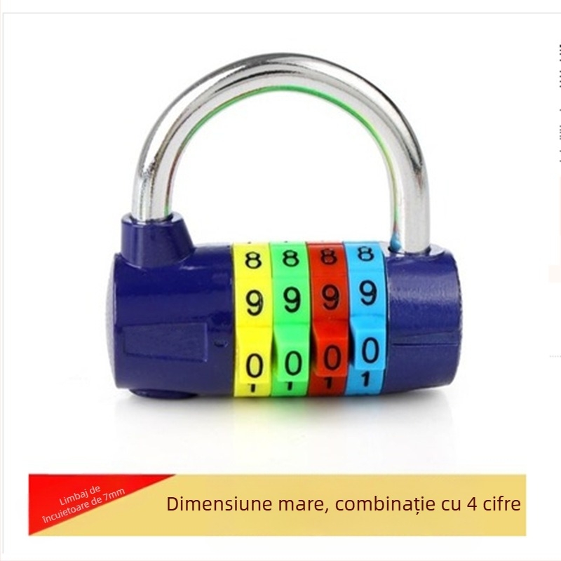 Lacăt cu combinație din aliaj de zinc, 4/5 cifre, model 206, pentru dulapuri și uși, grosimea tijă de blocare 7