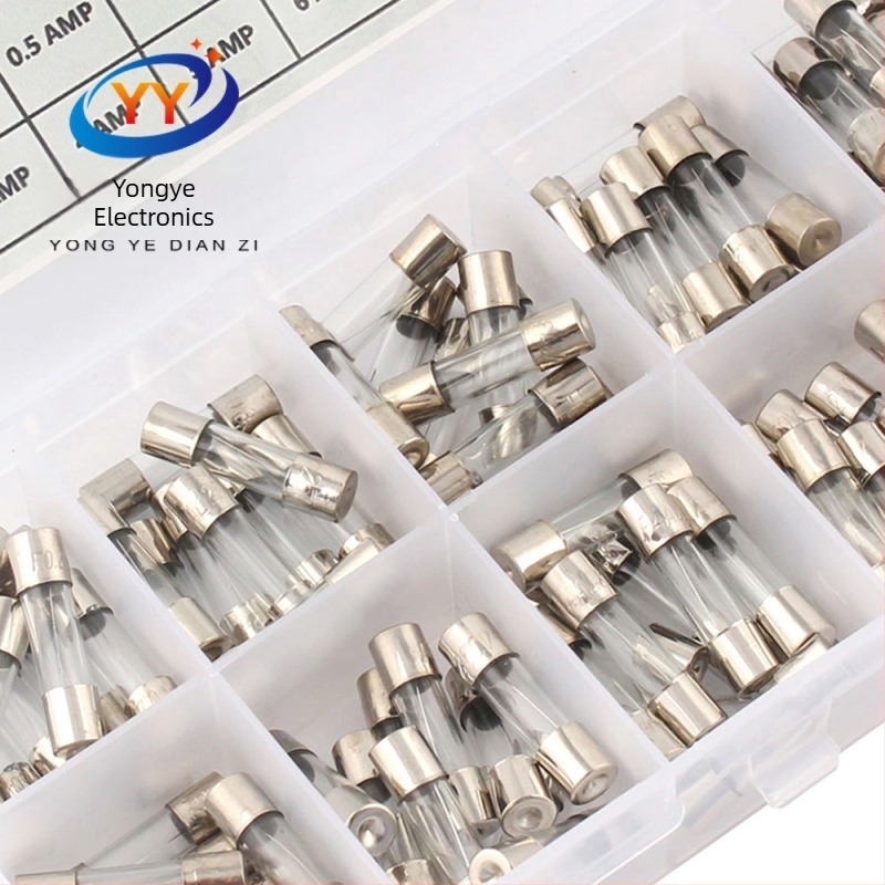 Siguranțe din sticlă YONGYE, 0,2A–20A, cutie mixtă, 100 bucăți