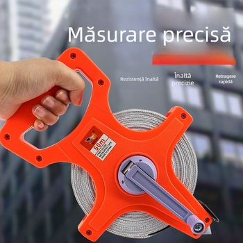 Bandă de măsurat din fibre, cadru din plastic portabil, acționare manuală, montaj pe podea din PVC-otel