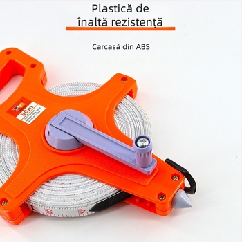Bandă de măsurat din fibre, cadru din plastic portabil, acționare manuală, montaj pe podea din PVC-otel