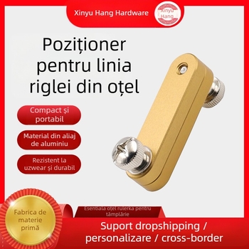 Riglă din oțel cu limitator reglabil și localizator pentru marcare în tâmplărie – modelul 5090
