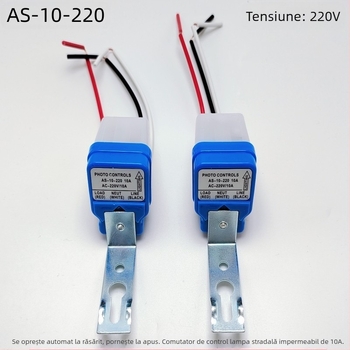 AS-10 controler de iluminat stradal cu senzor de lumină, funcționare automată, întârziere de oprire 15 s, 12/110/220V