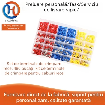 Set terminal crimpat, ambalat în cutie, 480 bucăți, terminale de cablu prin presare la rece, Luxury Century