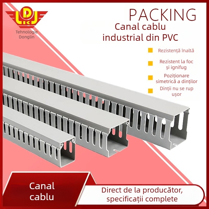 Canal PVC industrial pentru cabluri cu rezistență ridicată și izolație ignifugă destinat cutiilor de distribuție și panourilor de control