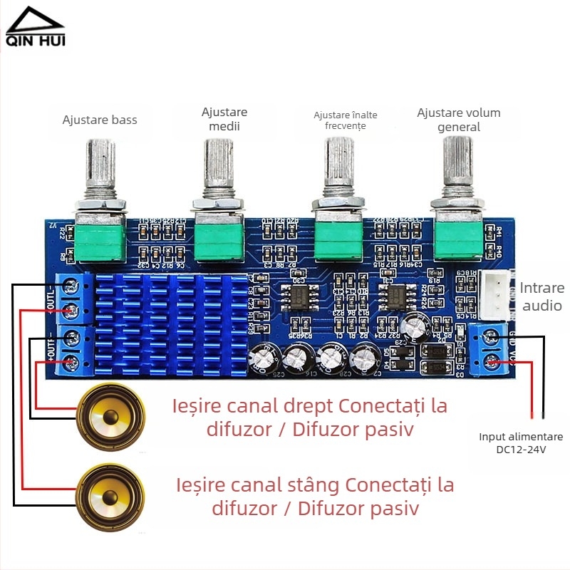 Modul plăcuță amplificator digital cu două canale TPA3116D2 – 80W×2 ieșire, amplificator audio