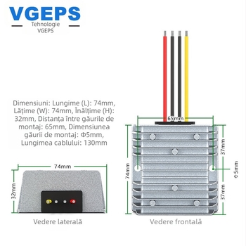 Modul DC-DC boost converter, intrare 12V, ieșiri 13.8/15/19/24/28V, 0–120W, -40°C la 80°C, CE RoHS, sursă de alimentare reglabilă pentru autovehicule