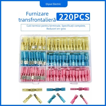 Qiyue Electric 220 bucăți conectori crimp complet izolați, cu conectori masculi și feminini, impermeabili, kit în cutie cu țevi termoizolante