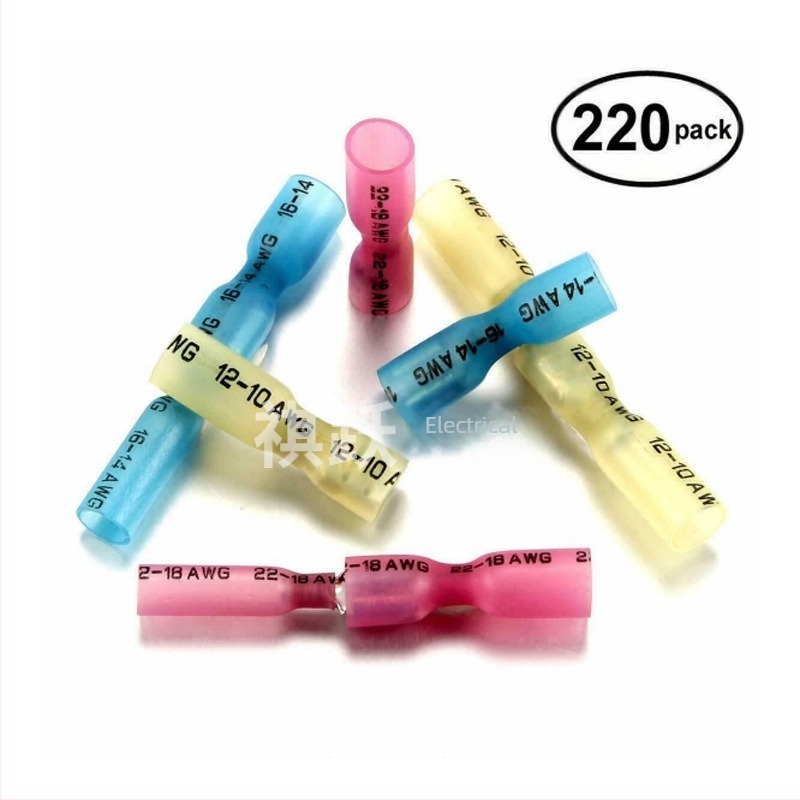 Qiyue Electric 220 bucăți conectori crimp complet izolați, cu conectori masculi și feminini, impermeabili, kit în cutie cu țevi termoizolante