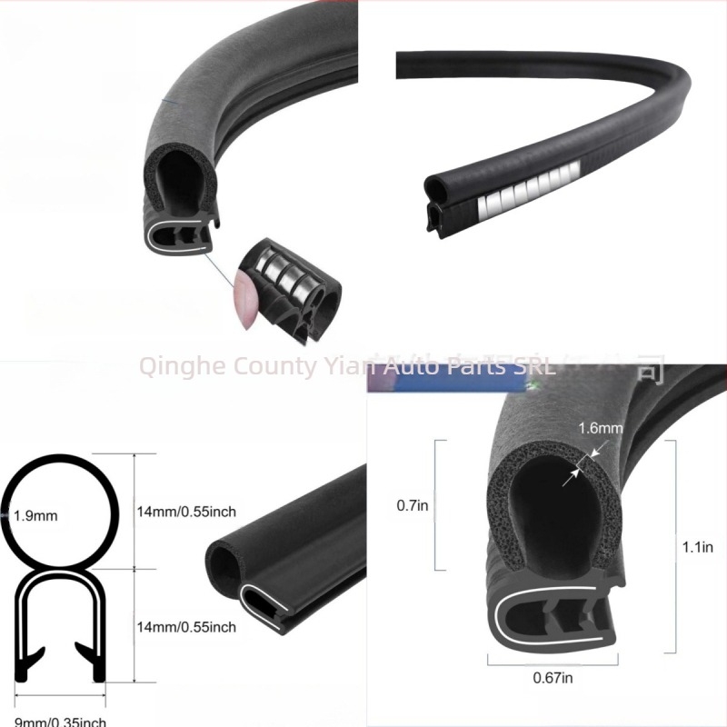 Bandă de etanșare din cauciuc pentru automobile, profil în formă de U, protecție la praf, impermeabilă și izolare fonică, pentru panouri de distribuție; rezistență la îmbătrânire, UV, ozon, rezistență la acizi/baze