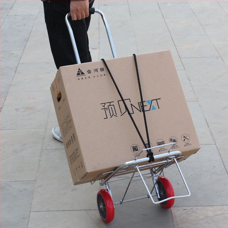 Căruț cu două roți pentru bagaje, portabil (pliabil, fier, tijă de tragere, nu se pliază)