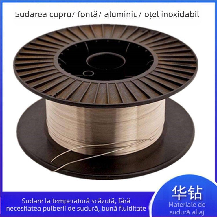 Sârmă de sudură cu flux-core, serie cupru-aluminiu, tip nucleu, potrivită pentru sudarea cuprului, fierului, aluminiului și oțelului inoxidabil, ambalată în cutie