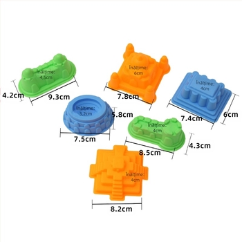 Chilesha Forme de nisip cu temă spațială, set de 6 piese cu castel, jucării educaționale pentru copii 4–6 ani, din plastic