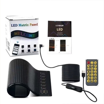 Display LED pentru mașină - ecran flexibil pentru reclamă, montaj USB cu Bluetooth, model Devil's Eye, PU+FPCB, 10W, 5V, 2A