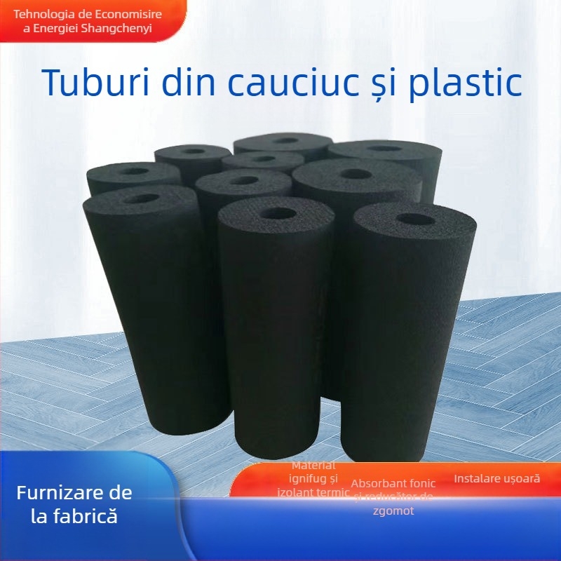 Tub izolant din cauciuc și plastic pentru HVAC și conducte de apă, celule închise, nucleu NBR/PVC, -40 la 110°C, conductivitatea termică 0,031 W/mK