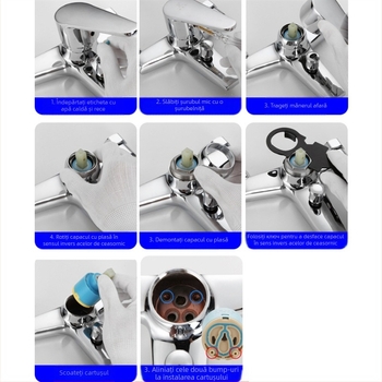 Accesorii robinet ceramic pentru amestec cald/rece – baie, stil modern minimalist, Nine Cardi, personalizare disponibilă