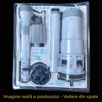 Set accesorii rezervor toaletă: supapă de evacuare, buton de spălare și supapă de alimentare; material plastic; marca Yu Xin; stil modern simplu