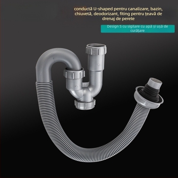 Tub de scurgere în formă de U pentru chiuvetă, PVC, cot P, certificat CE