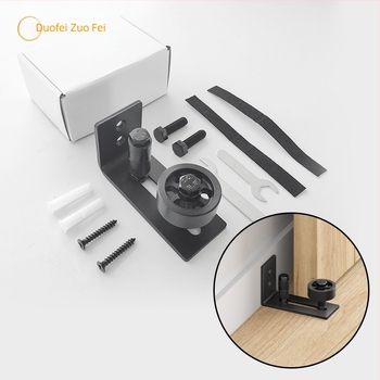 Ghidaj de podea pentru ușă de hambar cu opritor, 8 configurații, oțel carbon, 5 mm grosime, finisaj cu pulverizare plastic, stil chinezesc nou