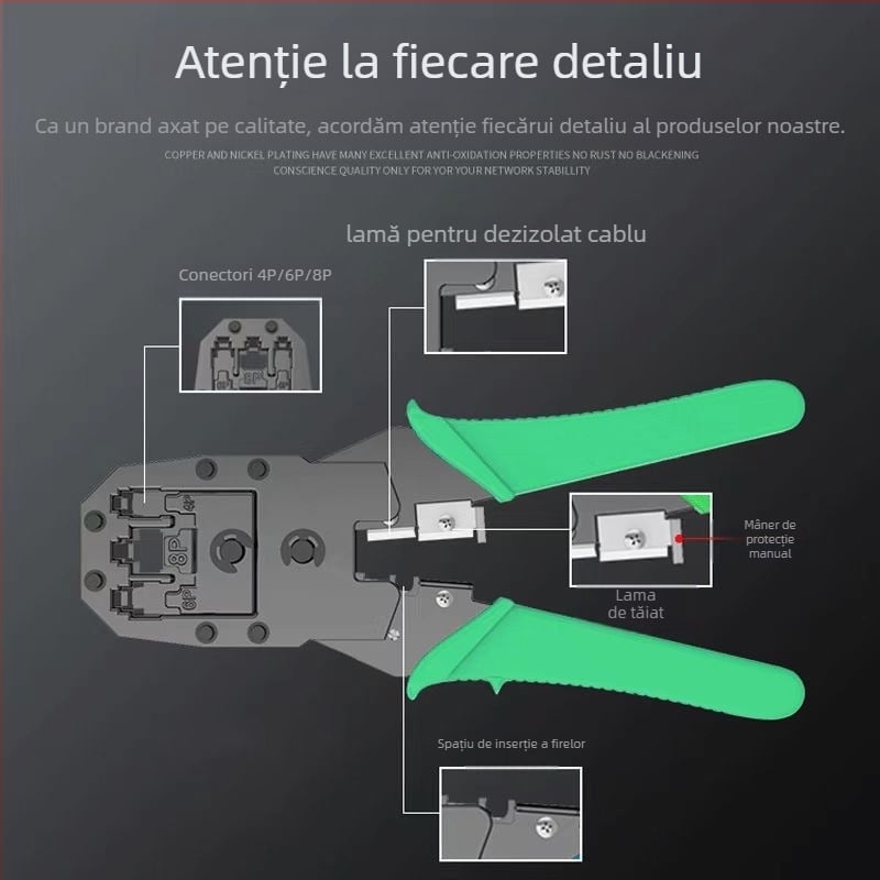 Ninety-nine Clește RJ45 trei în unu pentru sertizare și dezizolare cabluri
