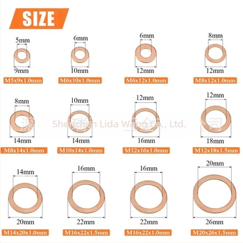 Set garnituri și garnituri pentru ulei din cupru, 300 buc., GB96-85, brand Ruilichang, materiale: cupru și aliaj de cupru