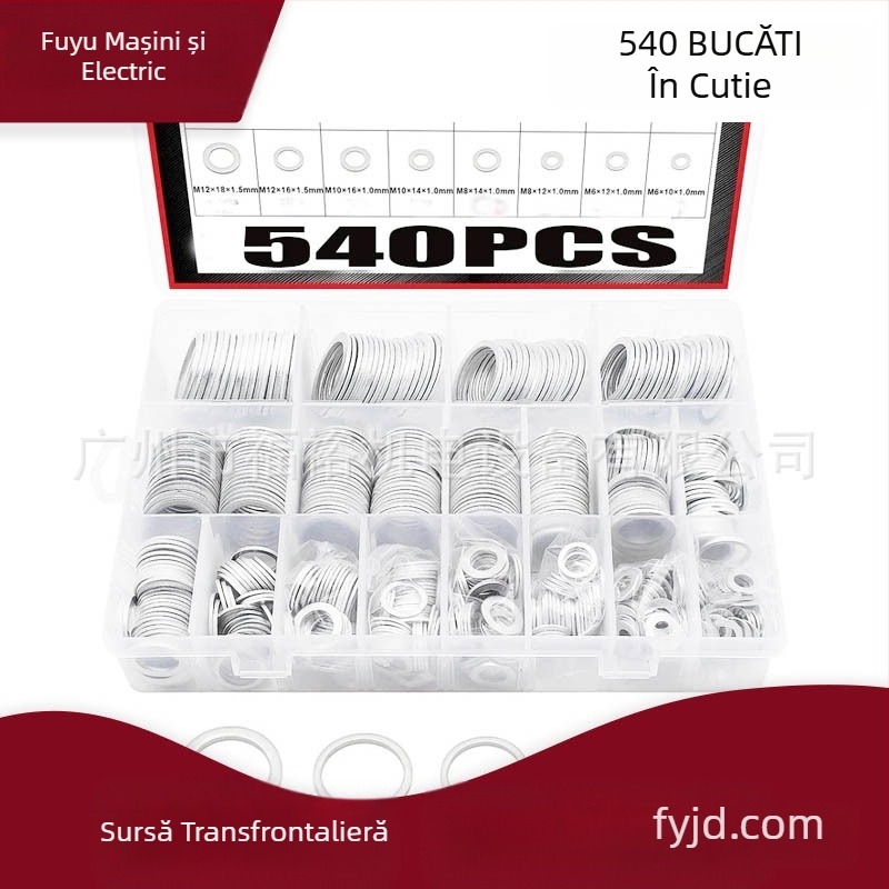 Fuyu garnituri din aluminiu, 540 buc., ambalate în cutie, rezistente la temperaturi înalte și coroziune, material – aluminiu și aliaje de aluminiu