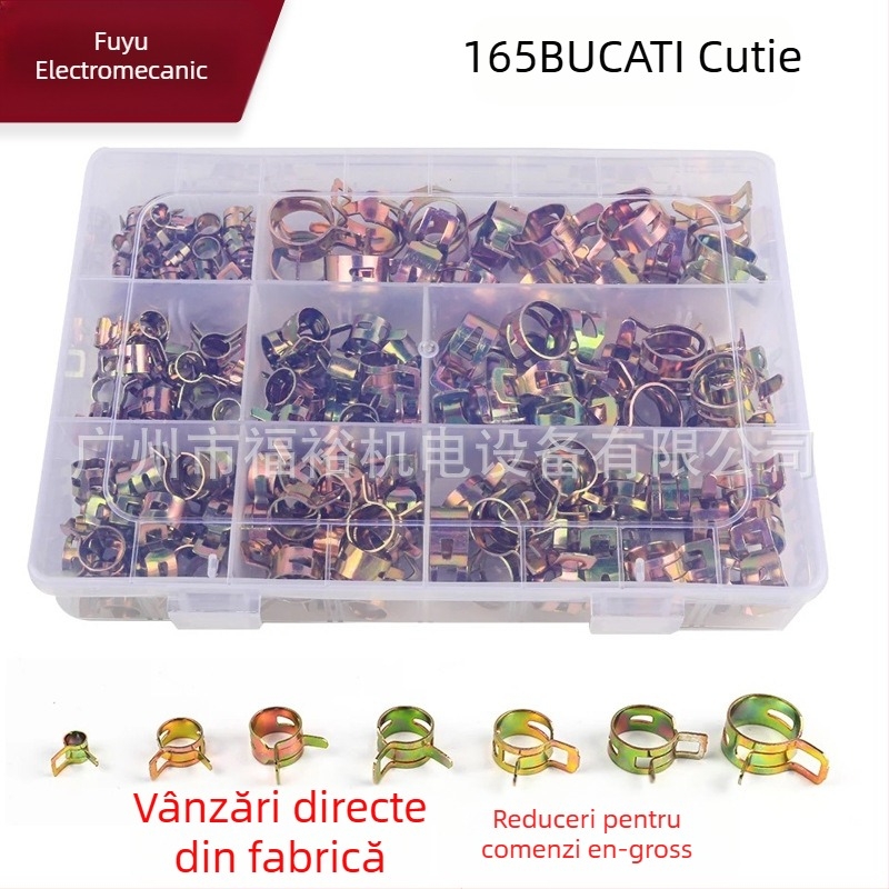 Coliere galvanizate pentru conducte - set 165 bucăți, fixări pentru conducte, marca Fuyu