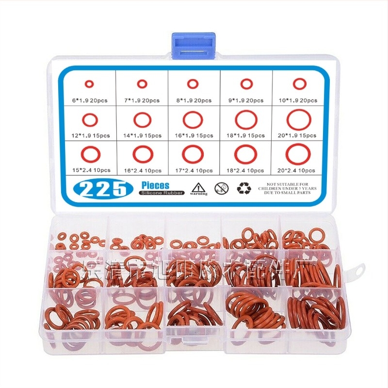 Set garnituri O-ring, 225 bucăți, cauciuc siliconic, piese standard, rezistent la temperaturi înalte și uzură
