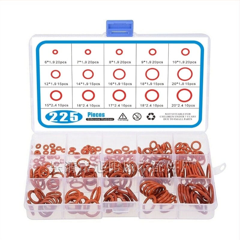 Set garnituri O-ring, 225 bucăți, cauciuc siliconic, piese standard, rezistent la temperaturi înalte și uzură
