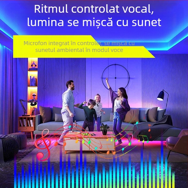 Bandă LED Bluetooth inteligentă 12V, LED 5050, Control de la distanță + aplicație, 18/30 LED, Reglabilă intensitatea luminii