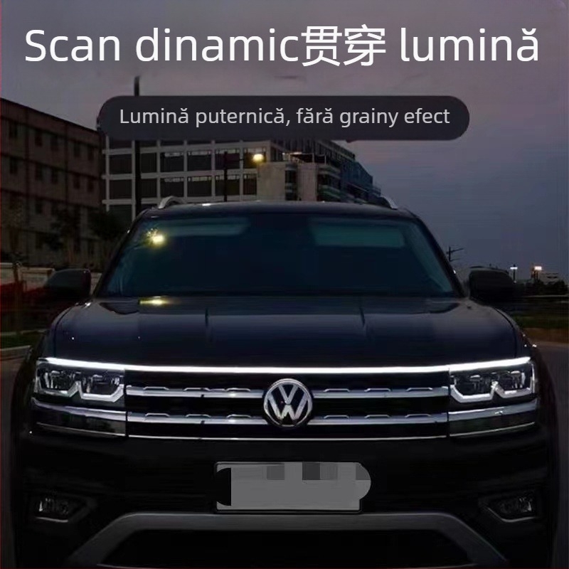 Cap DRL pentru capota mașinii, LED 2835, silicon, 12V, 10W, IP45