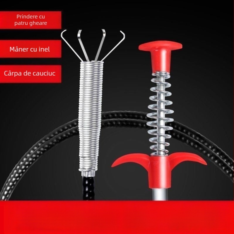Curățător manual de țevi cu gheară — flexibil, din oțel inoxidabil, pentru canalizare și toaletă
