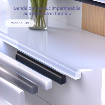 Bandă autoadezivă de barieră de apă în formă de U pentru băi și uși, cauciuc natural, rezistentă la temperaturi ridicate, uzură și coroziune, etanșare împotriva apei