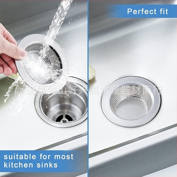Filtru de scurgere pentru chiuvetă din oțel inoxidabil, cu găuri circulare, pentru retenția părului și a resturilor
