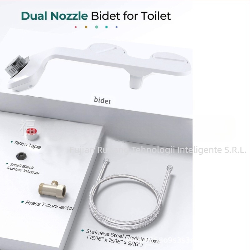 Bidet pentru femei cu duze duble și duză auto-curățătoare, non-electric; reglare presiune apă, ABS, CUPC certificat, model 507013