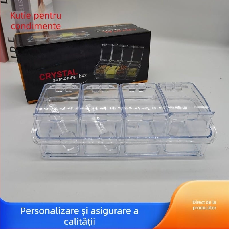 Cutie pentru condimente de bucătărie, recipient din plastic transparent pentru condimente lipicioase, stil modern minimalist, lansare 2024