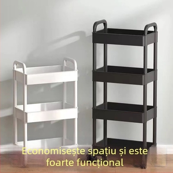 Raft de bibliotecă cu role, multistrat, din plastic, model 2024022701, 2-5 niveluri, multifuncțional