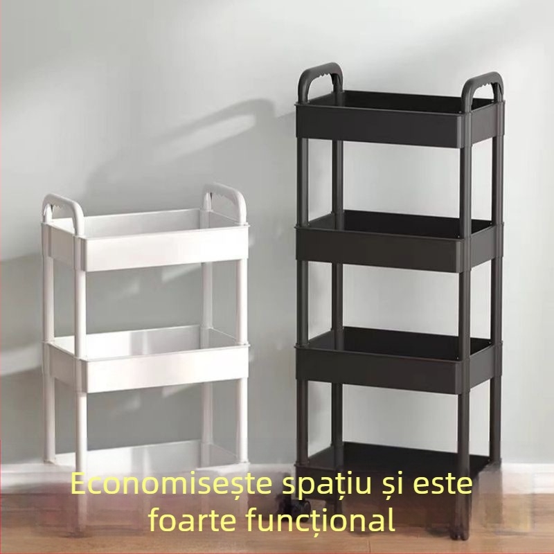 Raft de bibliotecă cu role, multistrat, din plastic, model 2024022701, 2-5 niveluri, multifuncțional