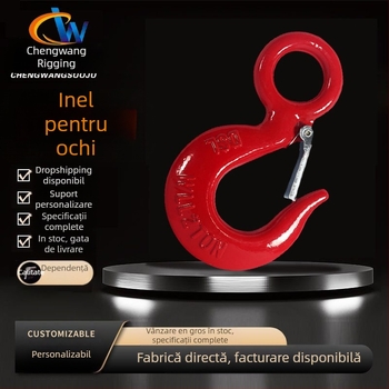 Cârlig de ridicare cu ochi inel, din oțel carbon 45#, 2 tone, pentru ridicare și tracțiune
