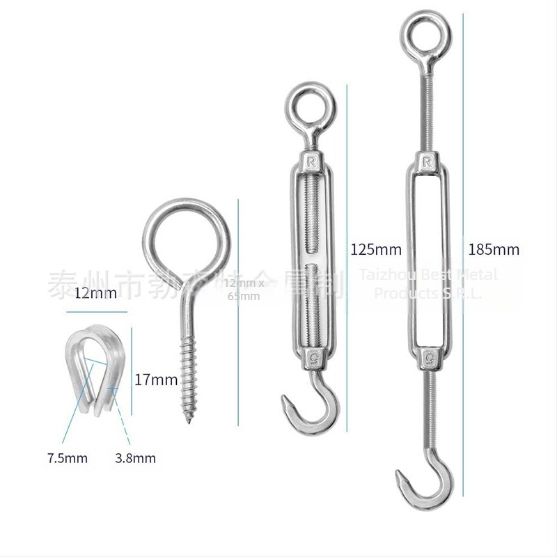 Kit de suspensie din cablu de oțel inoxidabil cu PVC (Bircant), cu cârlige și dispozitive de tensionare a frânghiei