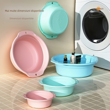 Vas de plastic pentru spălat, cu mânere duble întărite, rezistent la cădere; multifuncțional pentru pedicură, spălatul rufelor și vase; greutate netă 0,3 kg; greutate brută 0,5 kg.