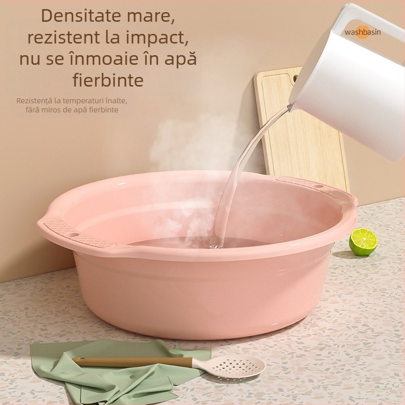 Vas de plastic pentru spălat, cu mânere duble întărite, rezistent la cădere; multifuncțional pentru pedicură, spălatul rufelor și vase; greutate netă 0,3 kg; greutate brută 0,5 kg.