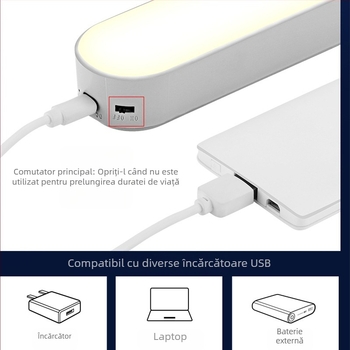 Lampa LED magnetică cu încărcare USB, reglare prin atingere, baterie cu litiu încorporată, stil modern minimalist, lampă de birou pentru cămine