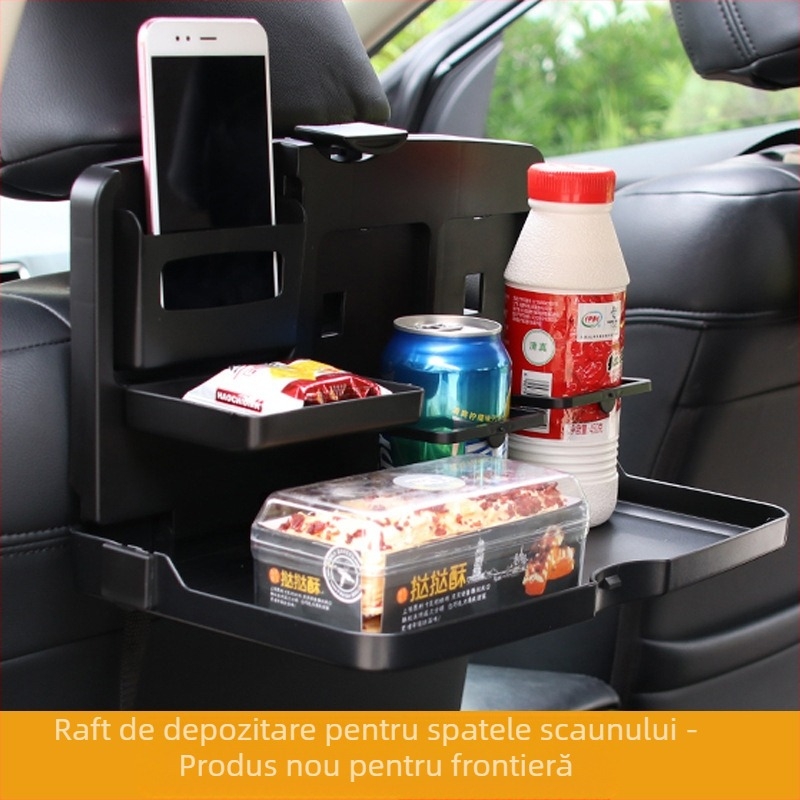 Masă pentru spatele scaunului auto – portabilă, multifuncțională, tavă auto cu suport pliabil pentru băuturi și birou pentru laptop
