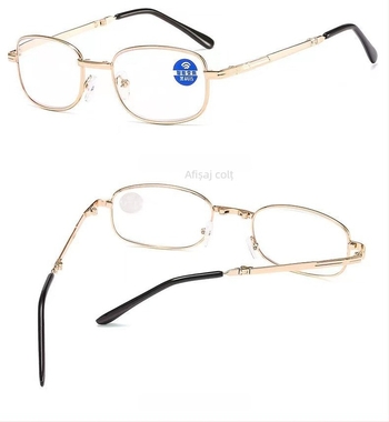 Ochelari de citit cu ramă metalică completă și lentile din rășină, stil ramă cutie