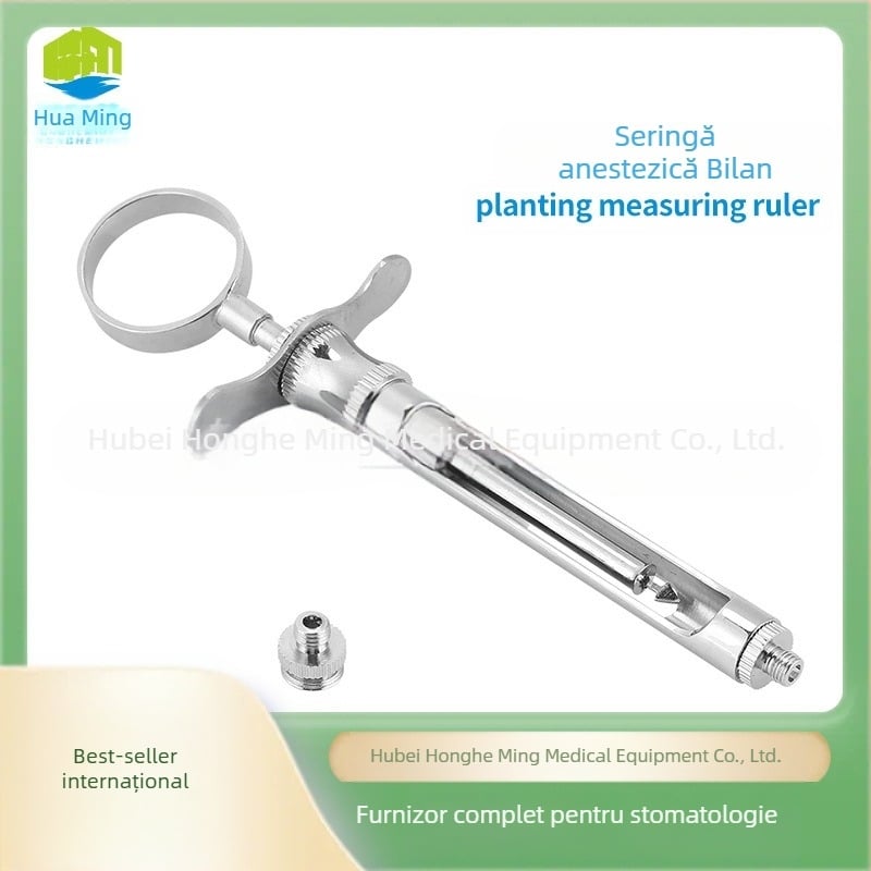 Seringă dentară din oțel inoxidabil, cap cu cârlig drept (Material: Oțel inoxidabil; Tip: Pachet de îngrijire orală; Reutilizabil: Da; Duritate: Mare)