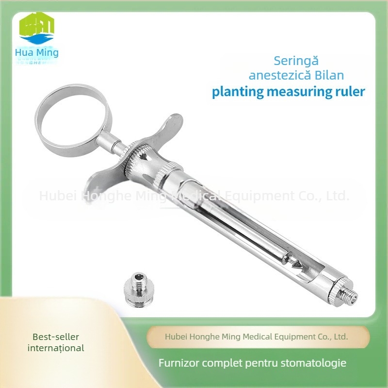 Seringă dentară din oțel inoxidabil, cap cu cârlig drept (Material: Oțel inoxidabil; Tip: Pachet de îngrijire orală; Reutilizabil: Da; Duritate: Mare)