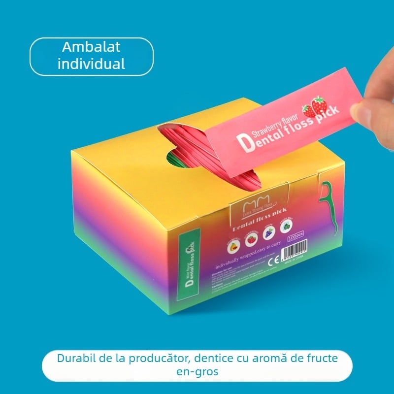 Bețișoare de ață dentară Tooth Point, de unică folosință, din plastic, 80–100 buc., ambalate individual