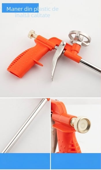 Pistol pentru spumă poliuretanică destinat ușilor și ferestrelor – extins, ușor de curățat; Material: plastic/metalic; Utilizare: etanșare