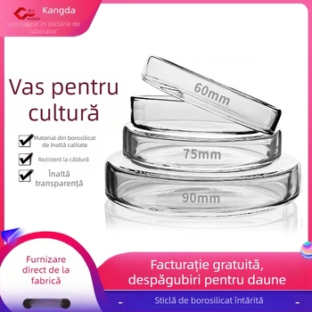 Plăci Petri din sticlă borosilikată de înaltă rezistență pentru cultură de celule și bacterii — echipament educațional de laborator, Kangda