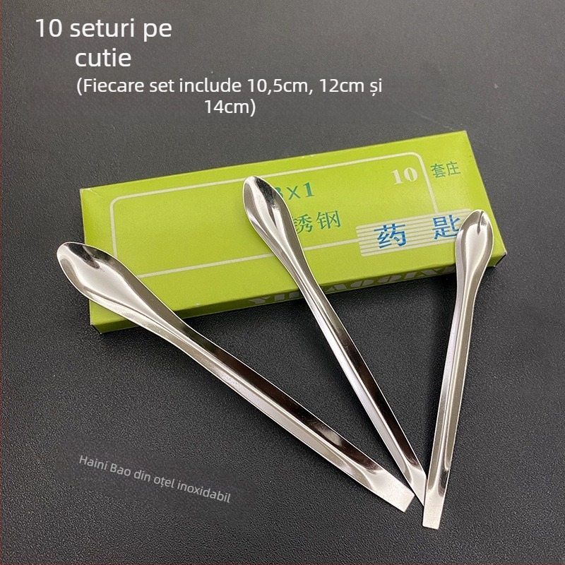 Set linguri de laborator din oțel inoxidabil, trei piese, 10 seturi în cutie